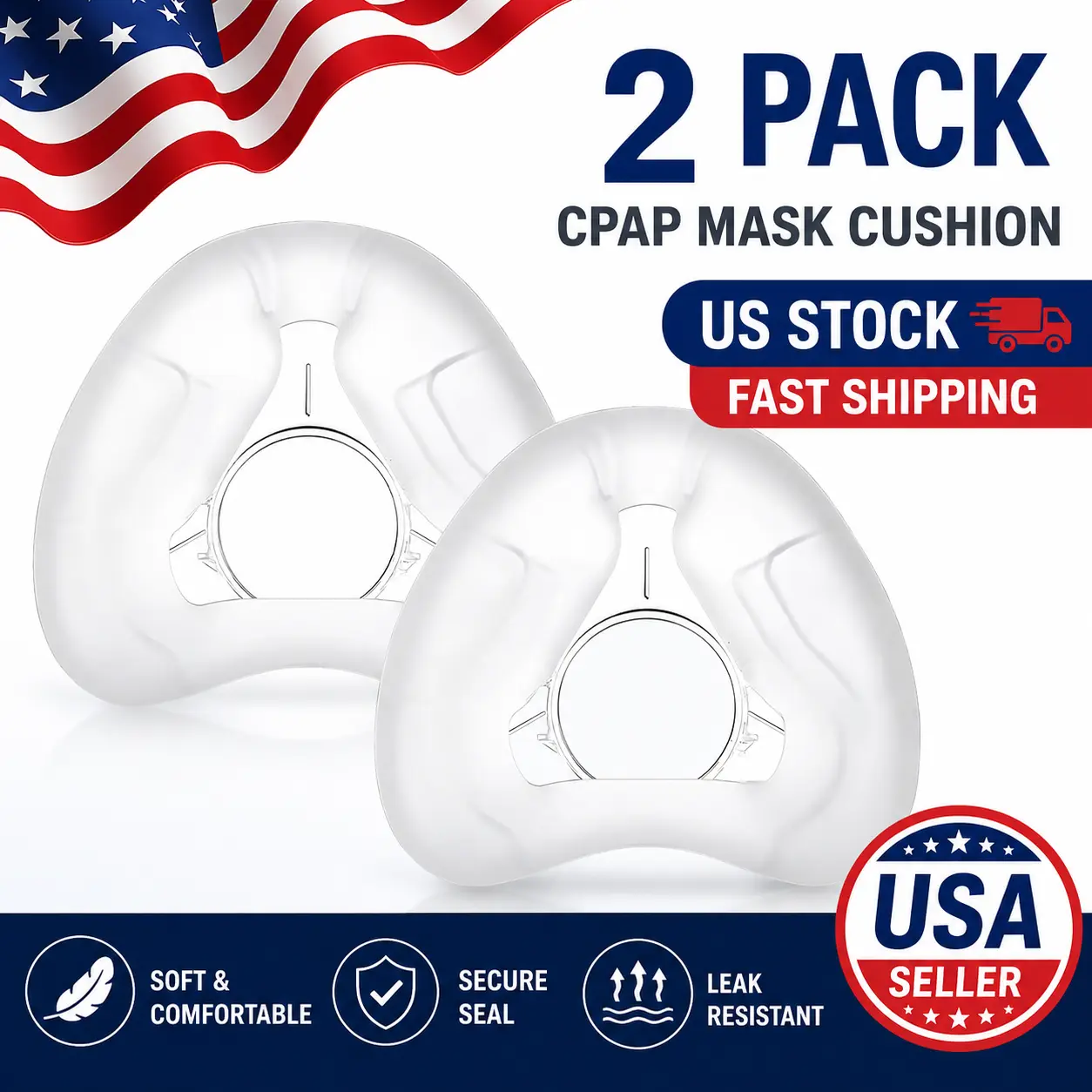 2-Pack Replacement Nasal Cushions for AirFit N20 (Large) - Reliable Seal, Softer Wear and Great-Value Supplies for Airfit N20 - Enhance Sleep Quality with Snug Fit on Original Frame