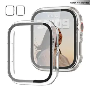 2-Pack PC Case with Tempered Glass for Apple Watch – Clear Protective Cover for 38-49mm