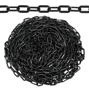 82FT Black Plastic Chain Barrier - 1.5 Inch Link Weatherproof Safety Chain for Crowd Control, Parking Lot, Queue Line, Driveway & Halloween Decor