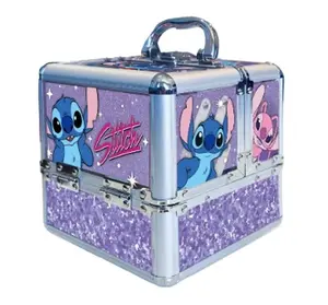 Disney Stitch Train Case Cosmetic Makeup Set Includes Lip Gloss Eyeshadow Nail Polish Hair Accessories for Parties Sleepovers & Makeovers Ages 13+ by Townley Girl