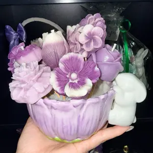 Easter candle , coconut wax, Easter ceramic base for home decore with candle in base Scented