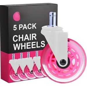 Office Chair Wheels - Set of 5 Rollerblade-Style Casters, Smooth & Quiet Rolling, Protects Hardwood Floors & Carpets, Universal Fit, Durable and Long-Lasting -