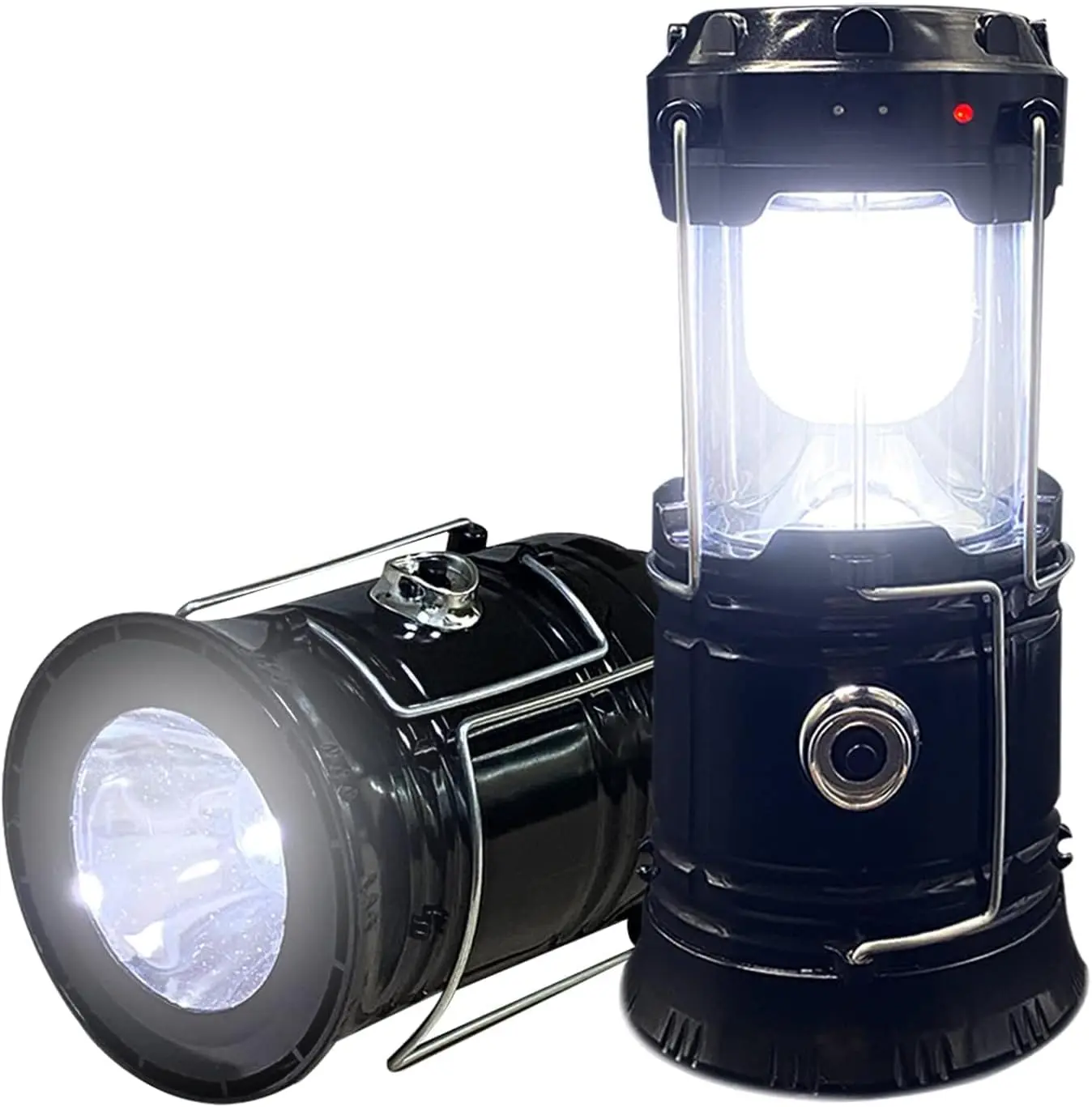 Camping Lantern, Collapsible & Compact Waterproof LED Flashlight, Solar & USB Rechargeable ABS Plastic Light with Folding Handle for Emergency Lighting, Usb Solar Charge, Utility Lamp