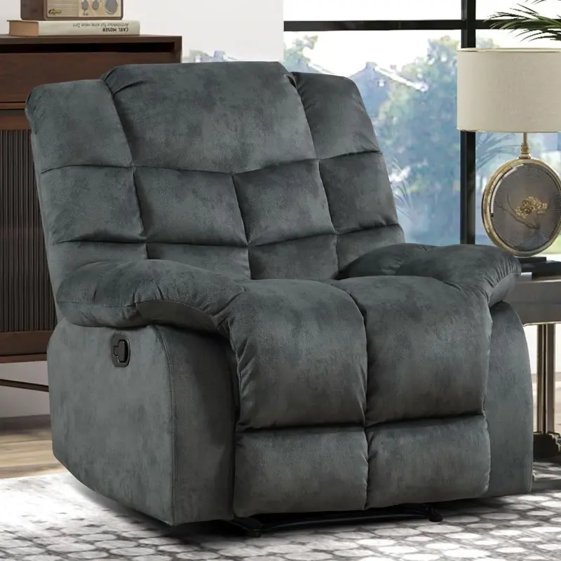 EBELLO Soft Fabric Manual Recliner Chair with Overstuffed Backrest and Armrest