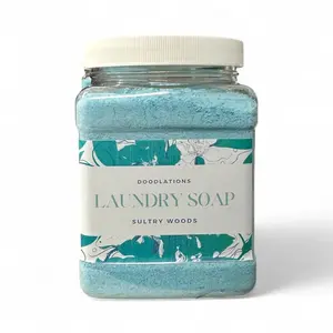 Doodlations Powder Laundry Detergent - Sultry Woods 1 lb 8 oz Handmade with Cypress Cedarwood Patchouli & Sweet Mandarin