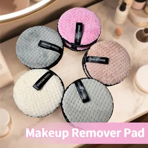 5pcs Makeup Remover Face Puffs Dual Sided Reusable Rounds Soft Facial Cleaning Puffs Towels Washable Facial Cleansing Pads Beauty Care Tool