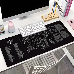 AK-47 Blueprint Gaming Desk Mat, XXL Extended Mouse Pad with Anti-Slip Base, Firearm Diagram Desk Pad for Office & Gaming, Gun Enthusiast Themed Pad for Hobbyists, Cool Gift for Gun Lovers