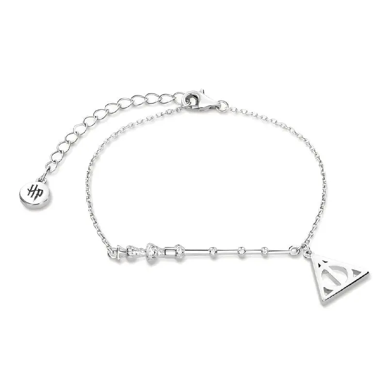 GNOCE Harry Potter Deathly Hallows-Elder Wand Chain Bracelet, Unisex Wizarding World Collectible Bangle, Ideal Happy Birthday Gift for Fans, Thematic Symbols Accessory