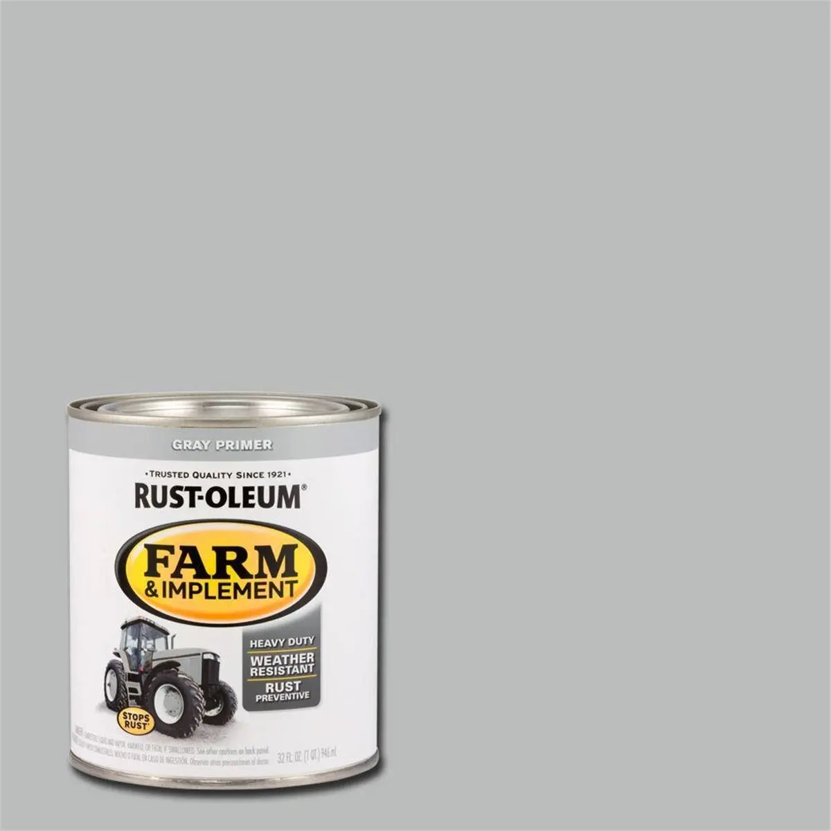 Rustoleum 280106 Oil-Based Farm Primer Paint - 1 Qt Gray, Chip-Resistant, Glossy Finish, Rust Protection, Excellent Coverage for Metal & Wood Surfaces (Automotive & Motorcycle Paint Care), Farm Paint