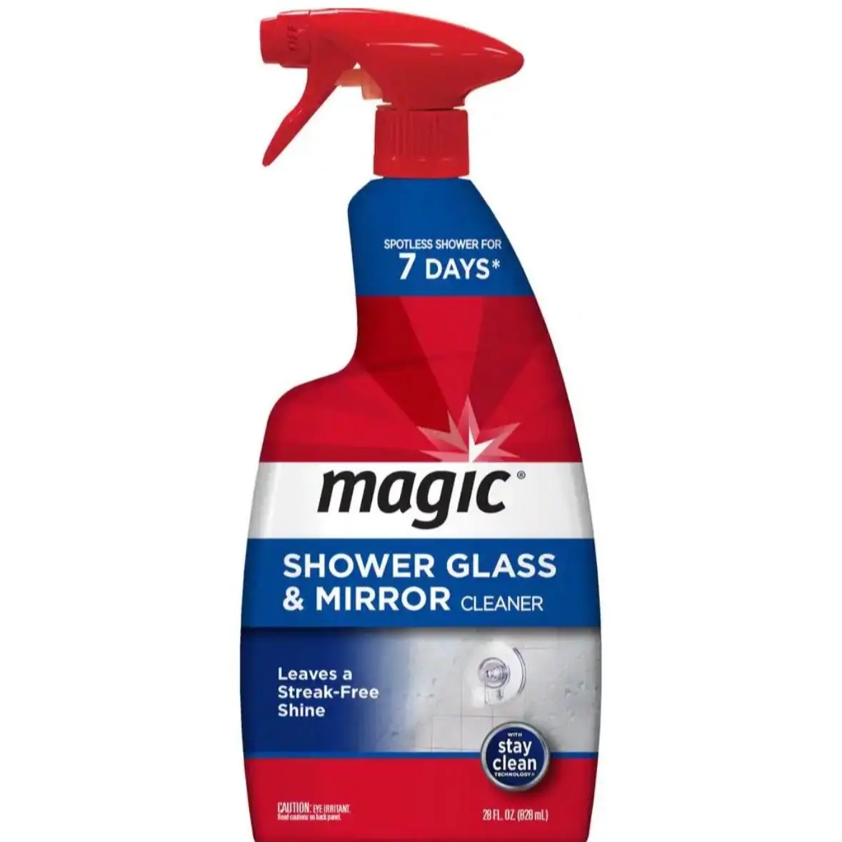 Magic 28 oz. Household Glass Cleaner Spray - Hard Water Stain & Soap Scum Remover, Mold Fighter for Shower Doors & Mirrors, No-Rinse Formula with Stay Clean Tech, 7-Day Spotless Protection, Water-Repelling Sheeting Action, Citrus Scent, Citrus Glass Clean