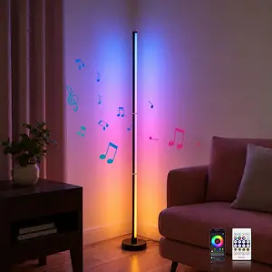 Smart RGBICW LED Corner Floor Lamp - 16 Million DIY Colors, 68+ Scenes, Music Sync, App & Remote Control, Color-Changing Ambient Lighting for Living Rooms, Bedrooms, and Gaming Rooms