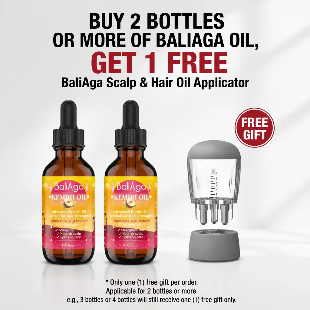 BaliAga Kemiri Oil Hair | Lightweight Scalp Treatment for Thinning Hair | Fast-Absorbing Formula for Hair Growth & Scalp Barrier Repair | Non-Greasy & Voluminous Finish