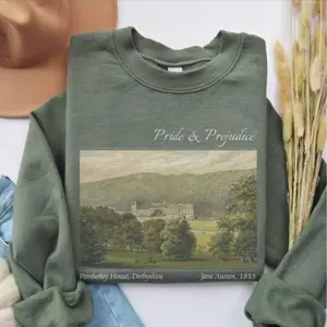 UrbanHalo - Pride and Prejudice Sweatshirt, Jane Austen Book Sweater, Light Academia Crewneck, Pemberley Bookish Gift for Her, fall outfits Pullover, Womenswear