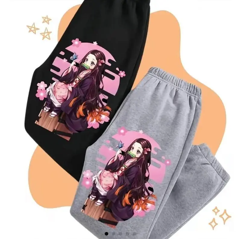 Anime Nezuko Demon Slayer Sweatpants Unisex Trendy Streetwear Casual Outfit Comfortable Wear for Men & Women, Fit for Men and Women All Seasons Basics
