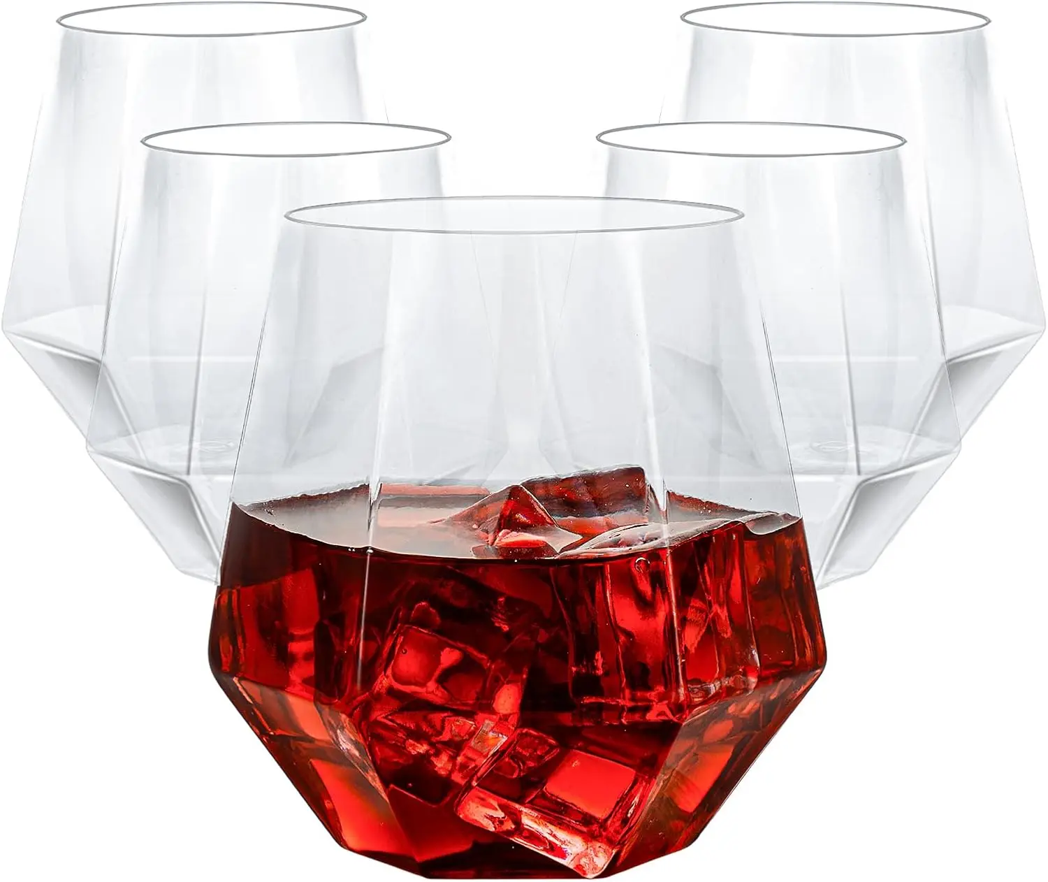 Goodluck 40 PCS 12oz Diamond Stemless Clear Plastic Wine Whiskey Glasses | Disposable Cocktail Glasses, Suitable for Weddings, Birthday Parties, Family Gatherings, Bars, etc