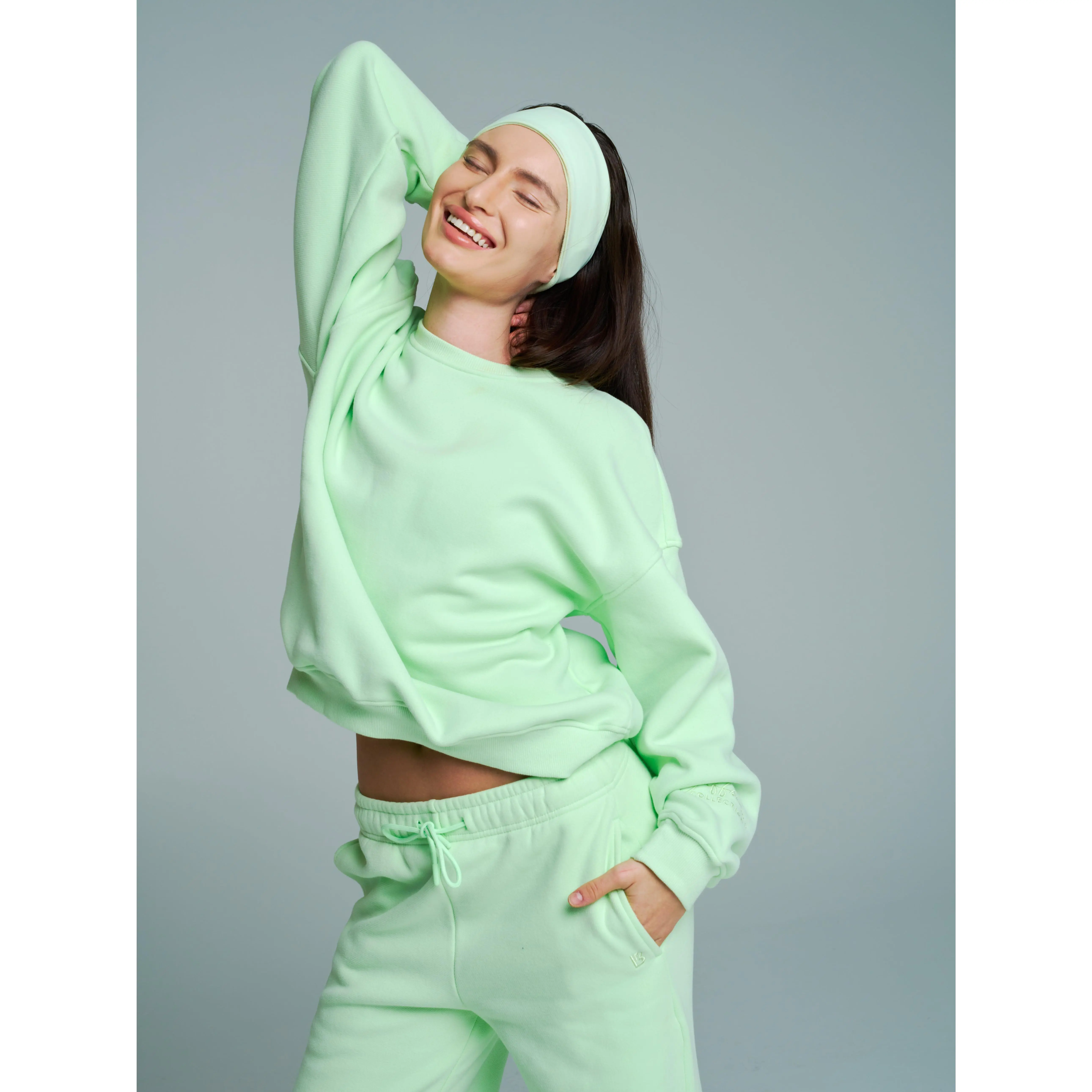 Plush Fleece Crew Pullover - Honeydew