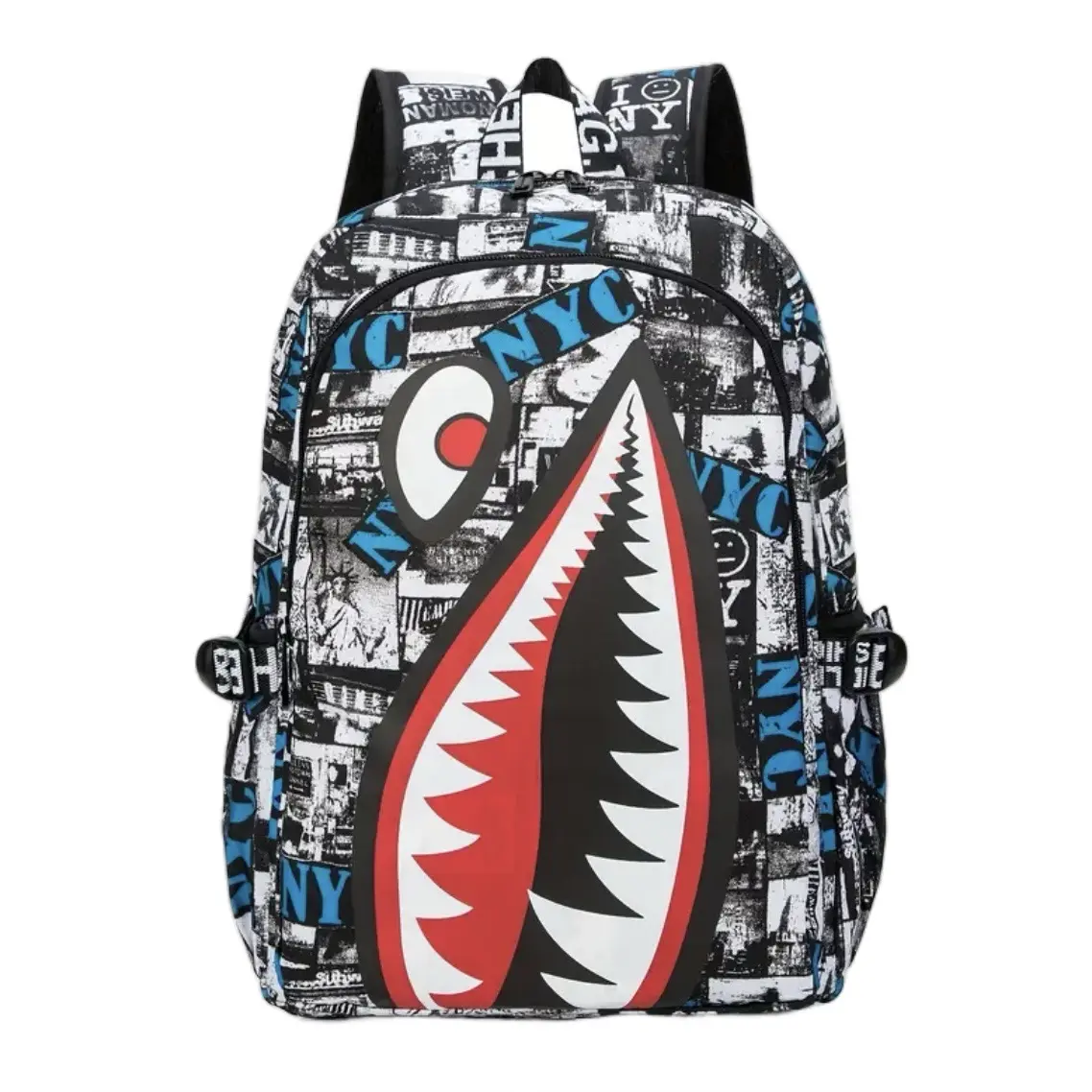 Cartoon Pattern Shark Backpack for Boys, Girls, and Teenagers - Universal Camping Bag