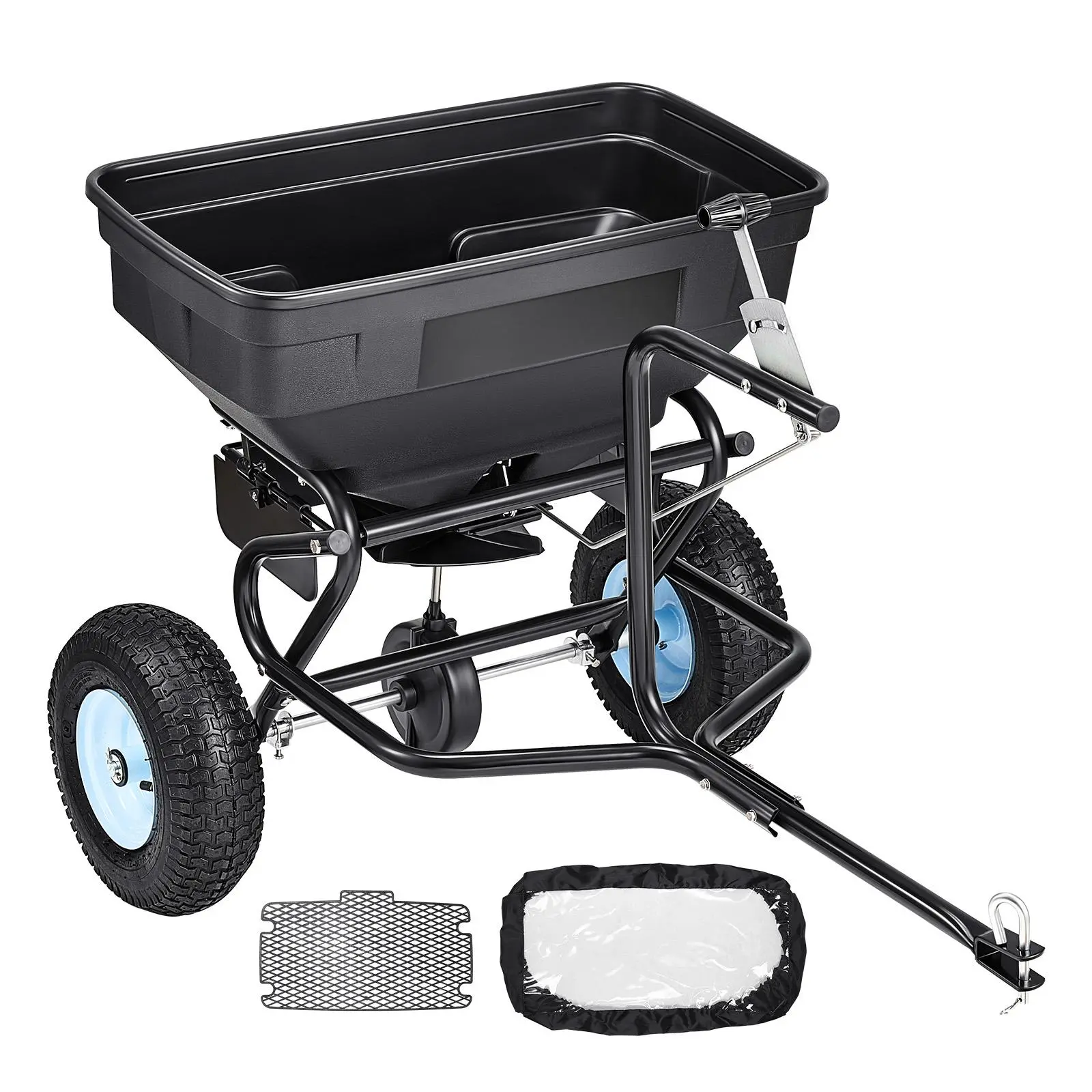 【SummerFinds】VEVOR Tow Behind Broadcast Spreader, 130LBS Capacity, Tow/Push Garden Spreader with 13 in Tires, 30 Adjustable Setting & 9.8 ft Spreading Width, Lawn Spreaders for Seed, Fertilizer, Salt, Ice Melt