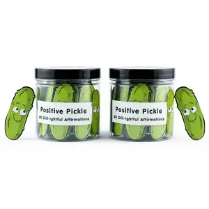 Emotional Support Pickle Jar Bundle, 2/3 Jars with 60 Positive Affirmation Cards Each, Paper Material Desk Accessories for Anxiety Relief, Stress Relieving Accessory