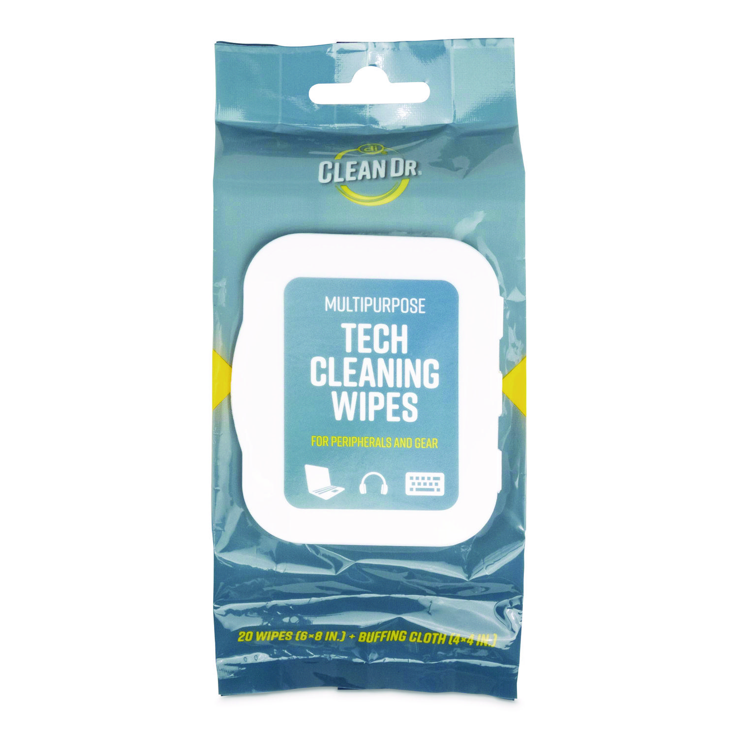 ScreenDr Digital Device & Screen Cleaning Wipes, 6.88x3.9" Unscented White/Gray Cloth Wipes, 20-Pack (32566)