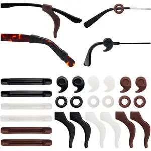 Silicone Eyegles Retainers - 12 Pairs Anti-Slip Protectors for Comfortable Eyewear, Available in Black, Clear, Brown, and More Variety Designs