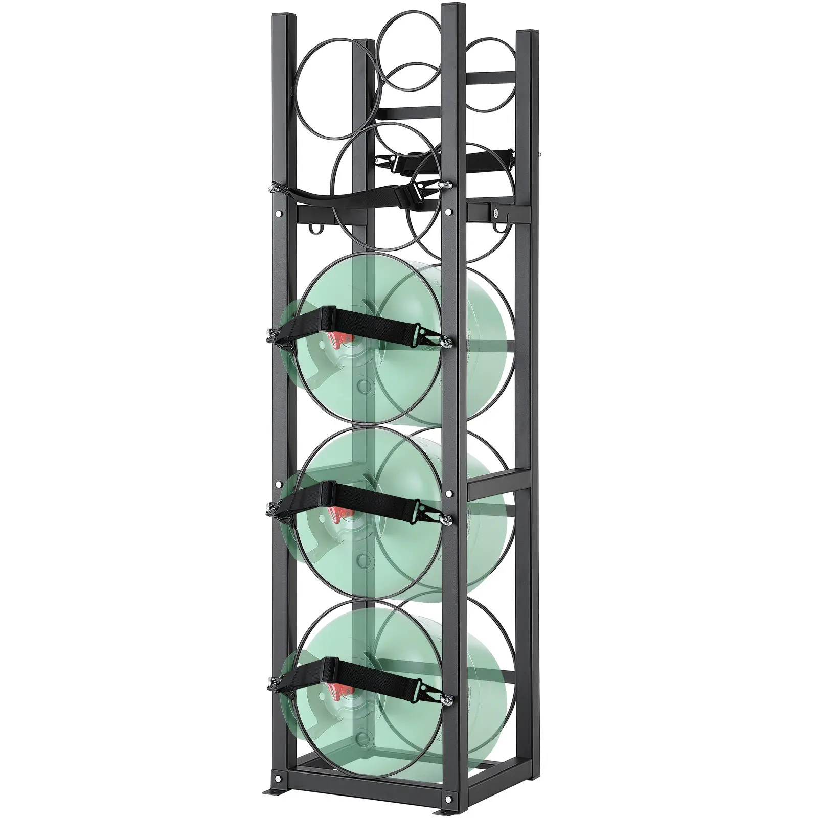 【Summerfinds】VEVOR Refrigerant Tank Rack with 3 x 30lbs and Other 3 Small Bottle TanksCylinder Tank Rack 12.79x12.99x47.12 inRefrigerant Cylinder Rack and Holders for FreonGasesOxygenNitrogen Organiser Steel,campingessentials,outdoorfurnitureset,campin