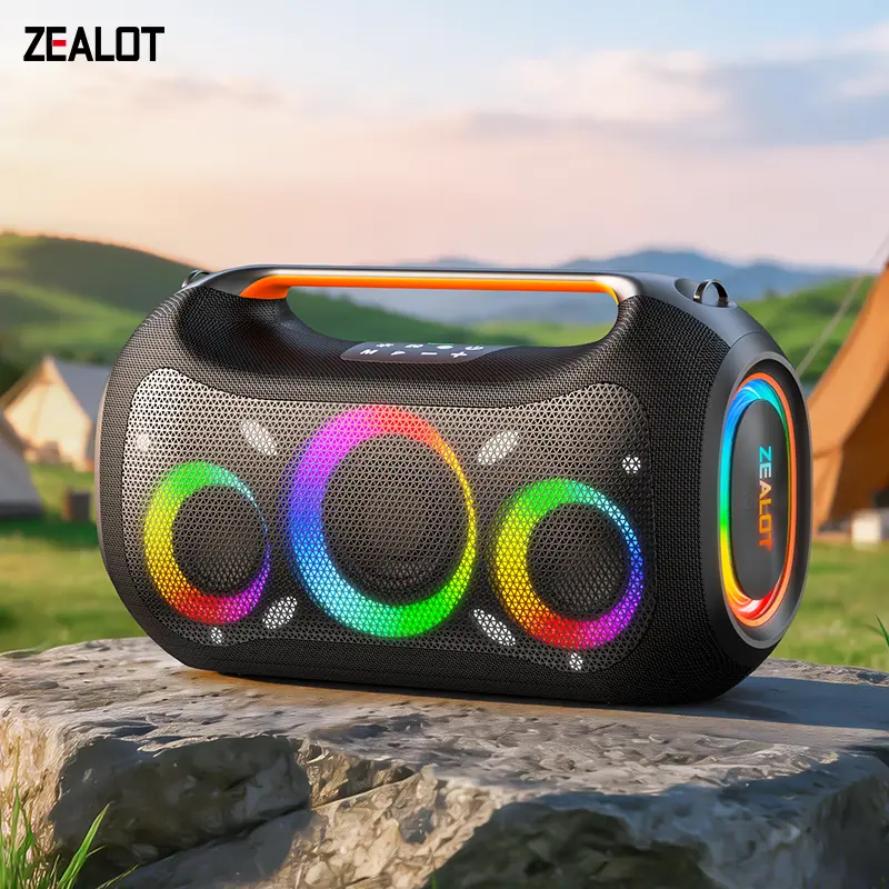 ZEALOT ZE51 Portable Bluetooth Speaker Sound System - 400W High Power, 48000mAh Rechargeable Battery, BT5.3, IPX6 Waterproof, RGB Lights, USB/TF/AUX Playback, TWS Multiple Connection, App Control, OTG Recording, Outdoor Audio for Party Camping, Speaker Bl
