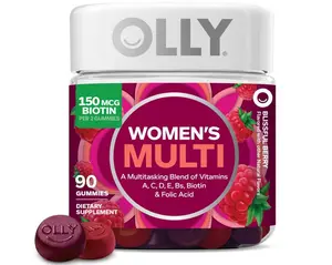 OLLY Women's Multivitamin Gummy, Vitamins A, D, C, E, Biotin, Folic Acid, Adult Chewable Vitamin, Berry Flavor, 45 Day Supply - 90 Count