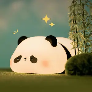 Cute Panda Night Light Touch Activated LED Lamp, Nightlight for Bedroom, USB Rechargeable Battery, Silicone Bedroom Decor, Perfect Christmas Gift