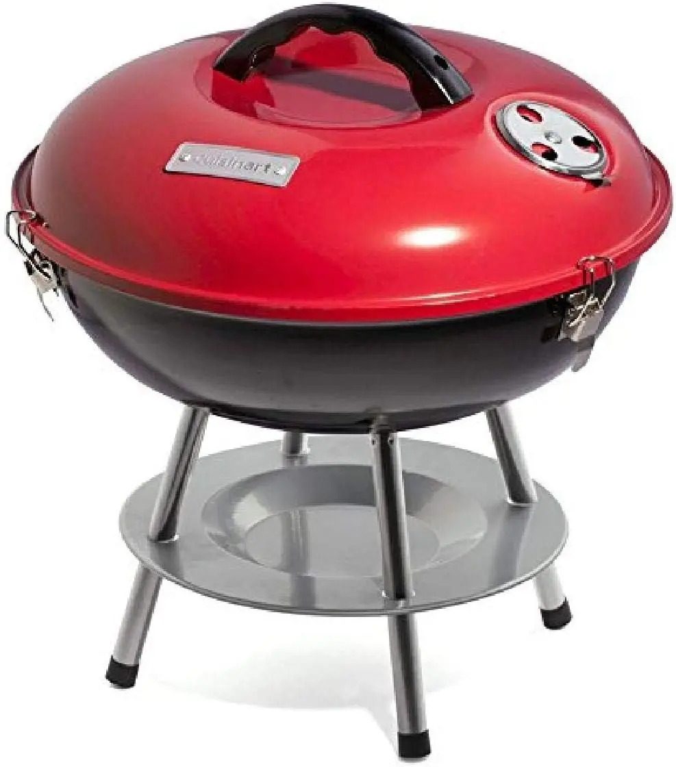Cuisinart Charcoal Grill 14", Portable Tabletop Grill with Locking Lid and Dual Vents for Camping and Tailgating