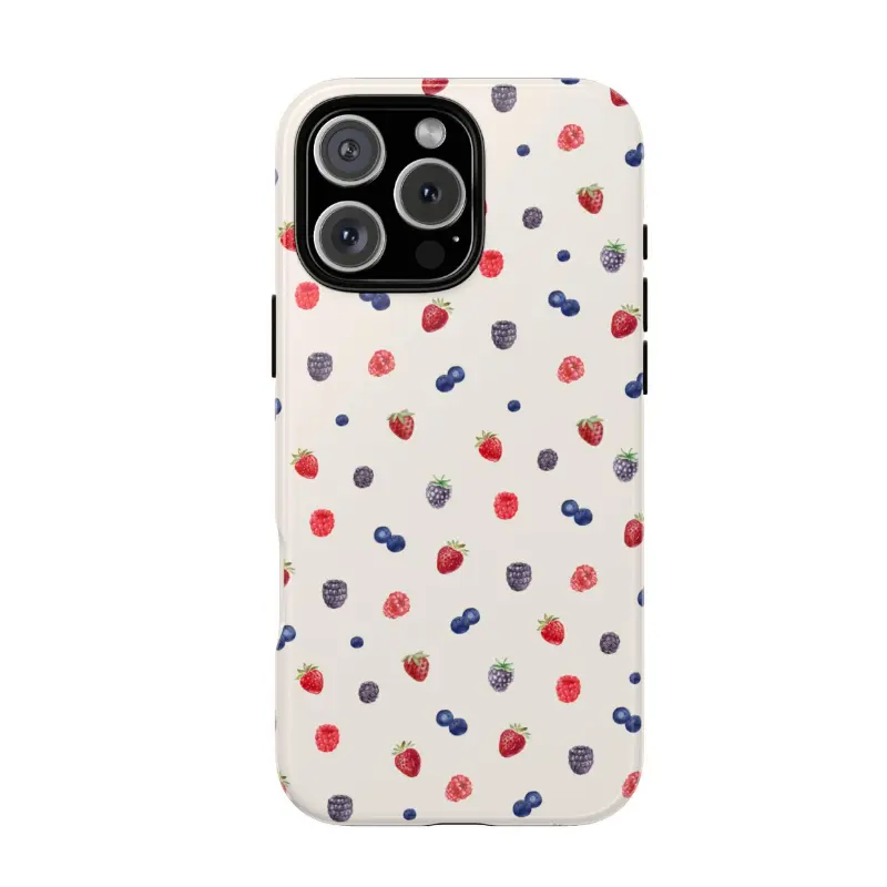Cute fruit pattern phone case for a lovely afternoon, double-layer protective case, sturdy and durable 2-in-1 protective case, compatible with iPhone 17/16/15/14/13/12/11 Pro Max/Plus/Pro, Samsung Galaxy S25/S24/S23 Ultra series, couple phone case.
