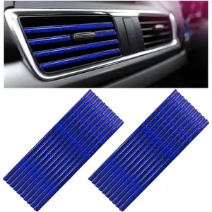 20 Car Air Conditioner Vent Decorative Strip, Waterproof Bendable Auto Air Vent Decoration, Universal Vehicle Interior Accessories Suitable for Straight Air Vents (Shiny Blue)