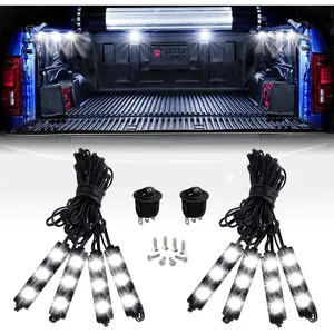 Nilight TR-08 8PCS 24LED Compact IP67 Weatherproof Plug-In Rock Light Kit, Automotive Work Light, LED Backlights with Switch for Off-Road Under Car Side Marker, Vehicle Accessories