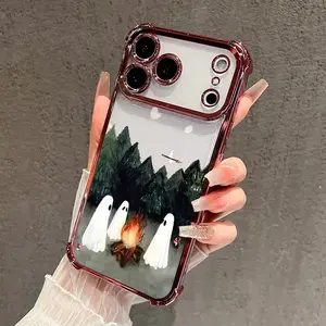 Ghosts' Campfire Gathering Pattern Four Corner Anti-Fall Phone Case Transparent Electroplated Protective Cover,phone Case Suitable for Iphone 11/12/13/14/15/16/17 Pro Promax Plus Air and Samsung S22/S23/S24/S25 Plus Ultra Fe, Accessories, Smartphone