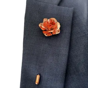 Rose Flower Lapel Pin for Men Wedding Groomsmen Brooch Suit Pin Men Fashion Accessories Elegant Lapel Pin Rose Gold Tone Finish Versatile Use for Weddings & Formal Events