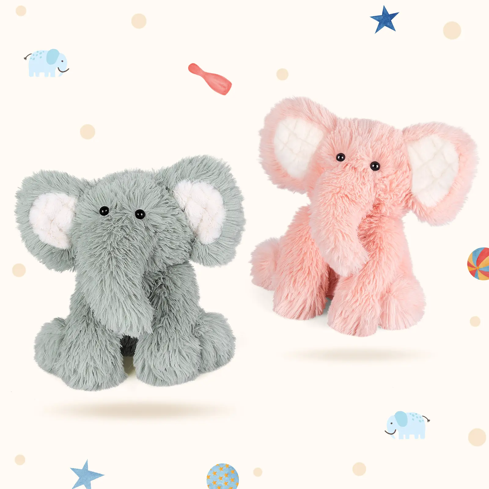 Polyester Plush Elephant Heat Patch, Heatable-Coolable Weighted Plush, Lavender & Flaxseed Scented Heating Pad, Toddler Essential, Period Care Item