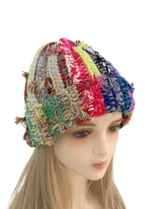 Women's Fashion Street Style Knit Hat with Tassels, Tassel Details, Colorblock Design, Fall & Winter Warm Beanie Cap, Casual Daily Wear Accessory, Fitted Style, Knit Fabric, Chic Streetwear, Fitted Hats