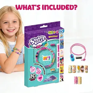 DIY Bead Sticker Bracelet Set, Includes 70 Stickers, 2 Rolls Super Mystery Stickers, Cute Characters, Perfect for Girls