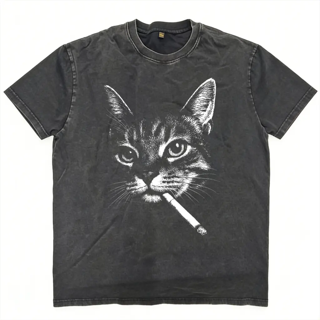 Smoking cat T-shirt, cotton cat funny T-shirt, Retro Funny Vintage Tee, Unisex Meme Cringe Funny Dumb Shirt, FUNNY CUTE shirts for women,Vintage oversized tshirt,100% Cotton