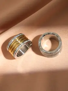 Elegant Couple Ring with Roman Numerals Design Wedding Rings, Wide Band Jewelry for Him Her, Perfect Gift for Anniversary Wedding Engagement