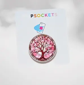 Soft Pink Cherry Blossom Magnetic Phone Grip, Aesthetic Sakura Flower MagSafe Holder, Elegant Floral Griptok, Unique Literary Gift for Bookstagram & Soft Girl Style