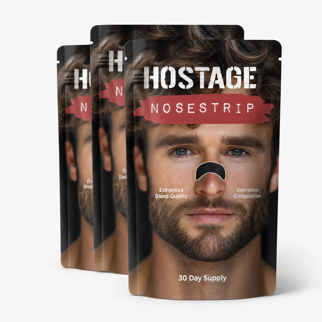 Hostage Nasal Strips - Buy 2 Get 1 FREE (3 Pouches, 90-Day Supply) - Strongest Snore Reducing & Breathing Aid Medical Supplies