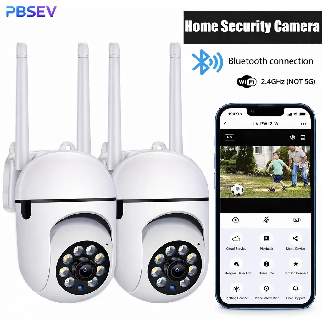 PBSEV 355° Smart Home Camera Security, 1080p Full HD, Full-Color Night Vision, Motion Detection, 2-Way Audio, Wi-Fi Bluetooth, Easy Install, Baby Pet Elderly Monitor, Remote View, Micro SD Cloud Storage, Housewarming Gift
