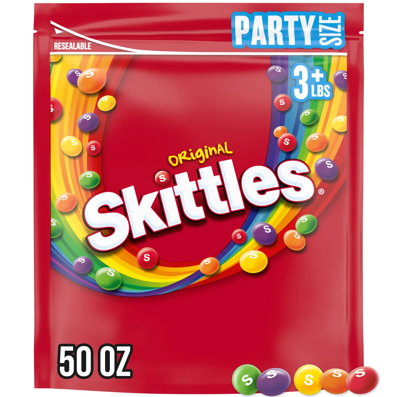 SKITTLES Original Chewy Candy Snack, Party Size, 50 oz