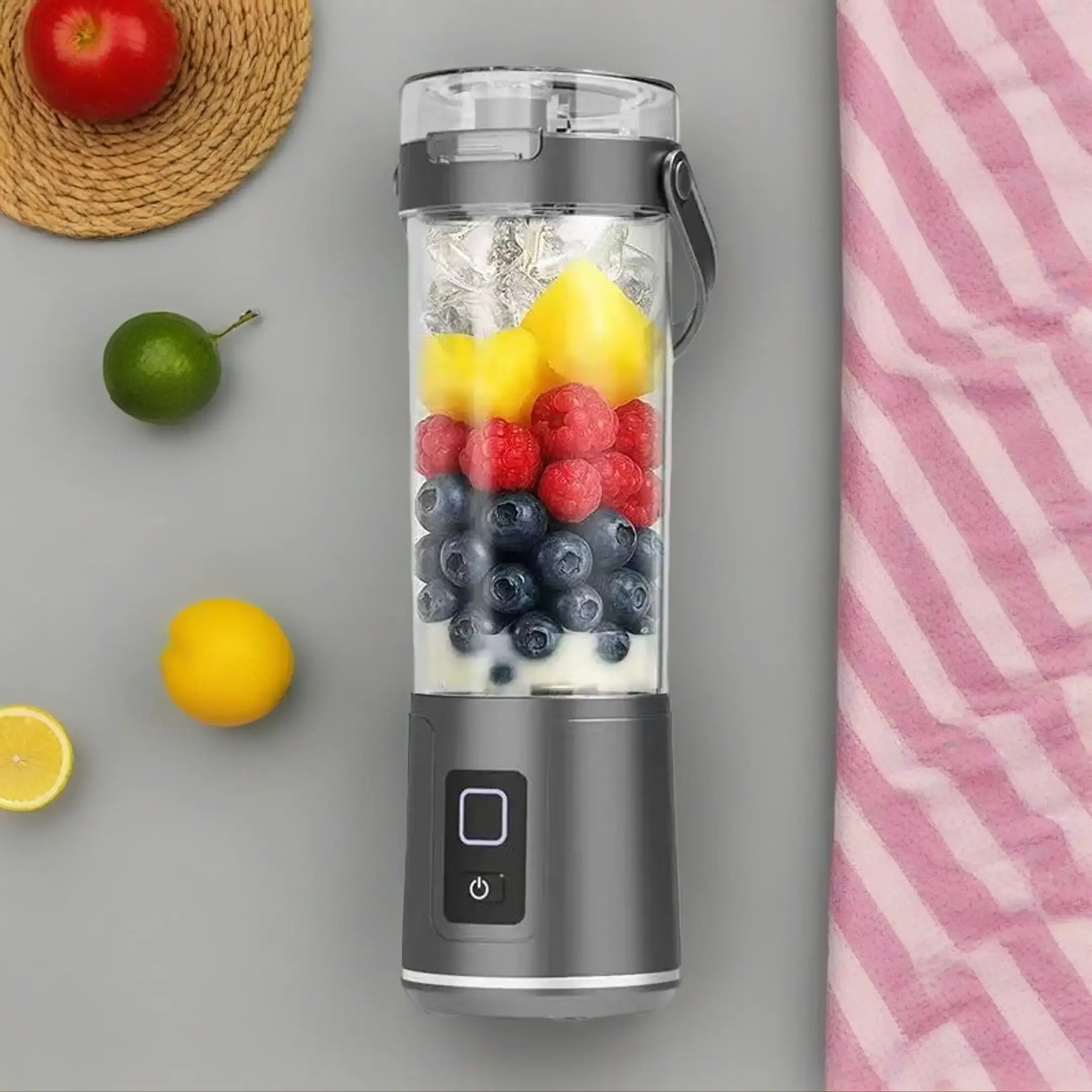 Portable Multi Function Blender Cup - USB Rechargeable Electric Mini Smoothie Maker Cup, ABS Citrus Juicer for Shakes, Black, Usb Rechargeable Blenders
