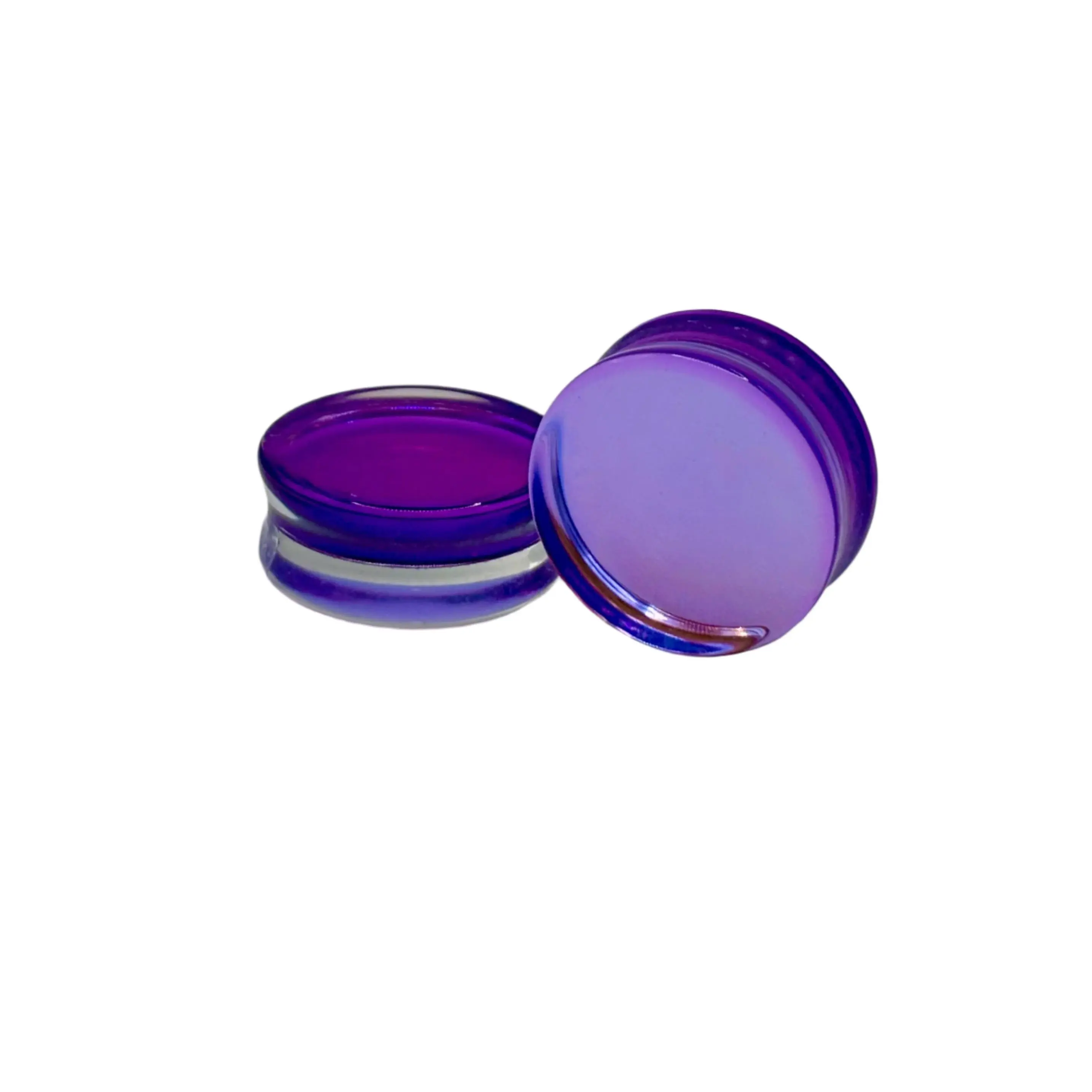 Purple Glass Double Flare Ear Gauge Tunnels - Body-Safe Piercing Jewelry Pair, 8mm-30mm Glass Ear Gauges, Fashion Body Accessories