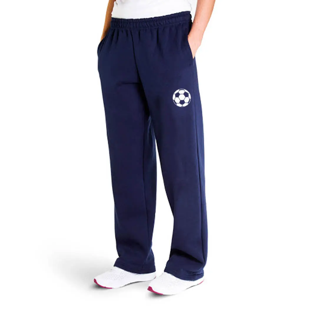 Unisex Soft Fleece Soccer Sweatpants with Ball Graphic - Athletic Performance Joggers, Elastic Waist, Side Pockets, Sporty Chic, Everyday Active Wear, Menswear for Athletes, Post-Game Lounging Athleisure Bottoms
