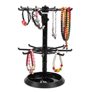 Jewelry Display Rack, 2-layer Rotatable Desktop Jewelry Display Stand Home Organizer Jewelry Holder Organizer for Necklace, Earrings, Bracelet