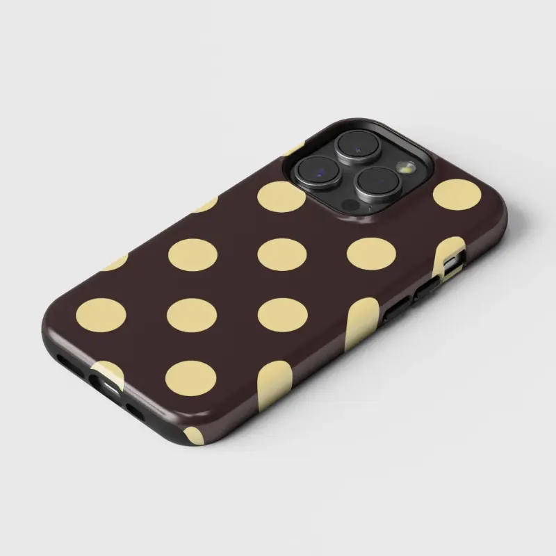 Fashionable retro yellow polka dot design 2-in-1 painted phone case, durable and shockproof, suitable as a gift for family and friends,Compatible with iPhone 17 Pro Max Air 16E 16 15 Plus 14 13 12 11 X XS Max,Samsung Galaxy S26 ULTRA S25 S21 S22 S23 FE S2
