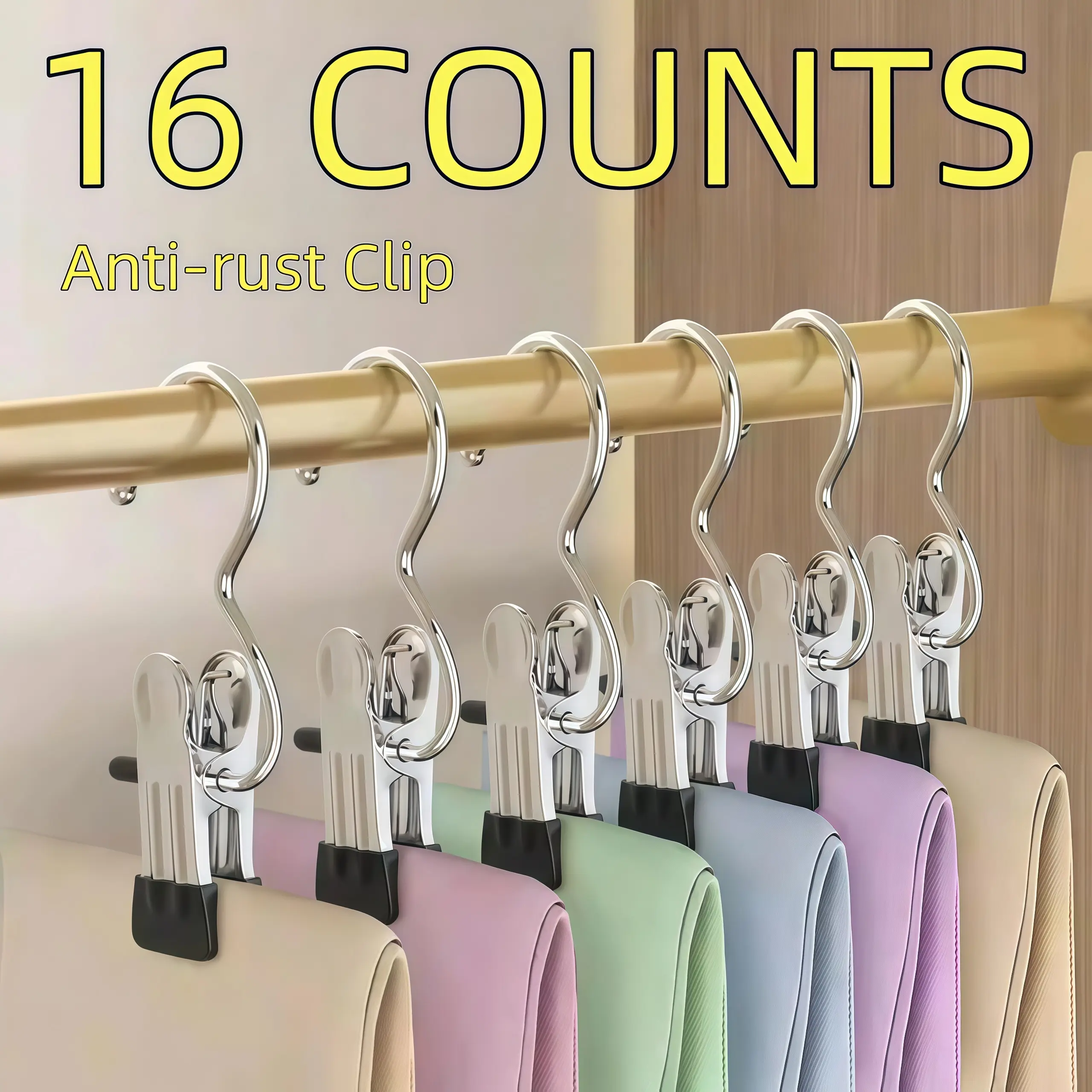 16 Counts Boot Hangers Clips, Premium Hooks Hanging Clips, Heavy Duty Closet Hanger Organizer for Home Travel , Clamps Socks Towel Clips for Closet Pants Socks Handbags Hat